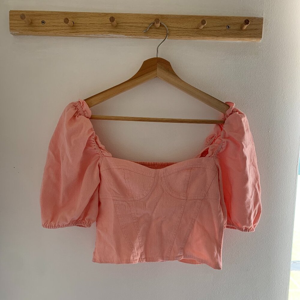 & Other Stories Pink Smocked Crop Top